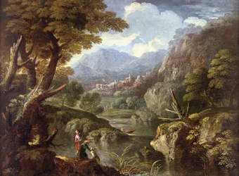 Eine bergige bewaldete Landschaft