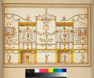 Großes Design einer Wand mit Gemälden