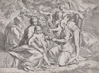 Die Heilige Familie von Engeln begleitet