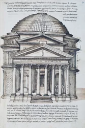 Ansicht des Pantheon in Rom, Zeichnung aus Band XIII der XXX Libri delle Antichita (Bücher der Antiquitäten)
