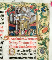 Krönung der Königin von Polen aus dem Pontifikale von Bischof Erasmus Ciolek, ca. 1510