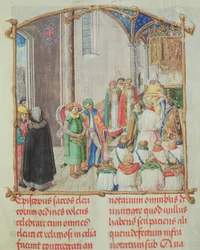 Priesterweihe aus dem Pontifikale von Bischof Erasmus Ciolek, ca. 1510