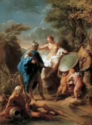 Venus überreicht Aeneas die von Vulkan geschmiedete Rüstung