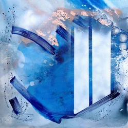 Fließendes Blau-Gold-Abstrakt
