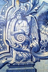 Dekoratives Paneel, das einen Engel darstellt, Lamego, Portugal. 1738