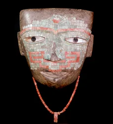 Präkolumbianische Kunst: Totenmaske aus der Zivilisation von Teotihuacan III (300-650 n. Chr.) Mexiko. Mexiko-Stadt. Nationalmuseum für Anthropologie