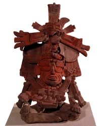 Präkolumbianische Zivilisation: Graburne, die den Feuergott darstellt. 200-300 n. Chr. Mexiko-Stadt, Nationalmuseum für Anthropologie Mexiko