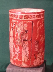 Vase mit einer zeremoniellen Szene, Tepeu 1 Periode, aus Uaxuctun, 600-950