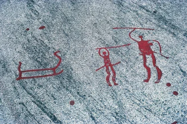 Schweden, Västra Götaland, nördlich von Bohuslän, Tanum (Tanumshede), Felsmalereien
