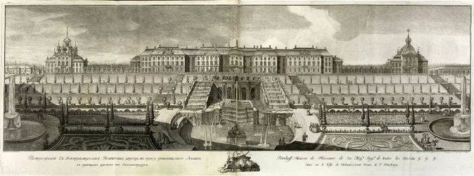 Ansicht des Großen Palastes in Peterhof, 1761