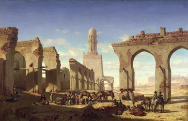 Ruinen der Moschee des Kalifen El Haken, Kairo, um 1840