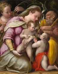 Heilige Familie mit St. Katharina von Alexandria und dem kleinen Johannes dem Täufer, ca. 1551-1556