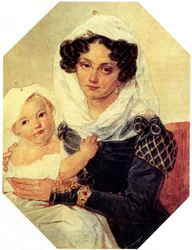 Porträt der Gräfin Maria N. Volkonskaya mit Sohn Nikolay