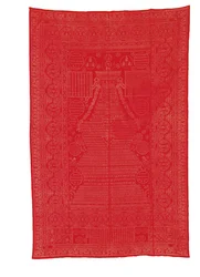 Seidenbrokatdecke mit rotem Grund, späte Qing-Dynastie
