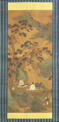 Zwei Gelehrte spielen Qin und Erhu unter einem Kiefernbaum