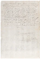 Brief in Französisch von Elizabeth I. von England an Heinrich von Navarra, später Heinrich IV. von Frankreich, ca. 1585