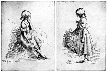 Zwei Radierungen von Königin Victoria, 1840