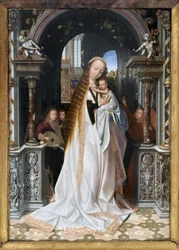 Die Jungfrau und das Kind, umgeben von Engeln, Gemälde von Quentin Metsys (1466-1530), Fotografie, KIM Youngtae, Lyon, Musée des Beaux Arts de Lyon