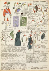 Militäruniformen zur Zeit der Cisalpinischen Republik von 1801. Farbtafel von Cenni Quinto