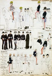 Uniformen des Herzogtums Modena im Jahr 1849, Tafel aus der Cenni Codex Sammlung militärischer Skizzen in Aquarell