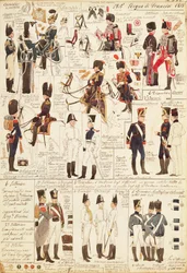 Uniformen der berittenen Jäger des Königreichs Frankreich, von Quinto Cenni, Farbtafel