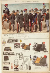 Uniformen der königlichen Carabinieri, Offiziere und Unteroffiziere des Königreichs Italien, Farbtafel von Quinto Cenni