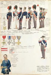 Verschiedene Uniformen des Herzogtums Lucca von Quinto Cenni, Farbtafel