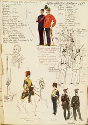 Verschiedene Uniformen des Königreichs Großbritannien, Farbtafel von Quinto Cenni