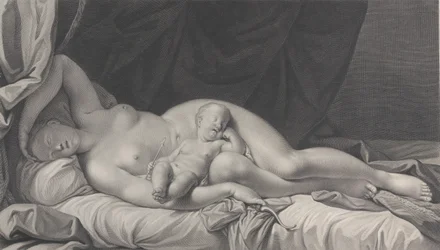 Schlafende Venus mit Amor auf ihrem Schoß