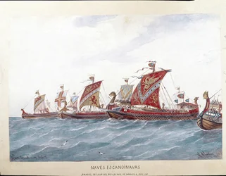 Darstellung der Flotte von König Olaf I. von Norwegen