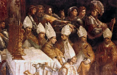 Die Krönung Karls des Großen, Detail, ca. 1514