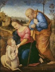 Die Heilige Familie mit einem Lamm