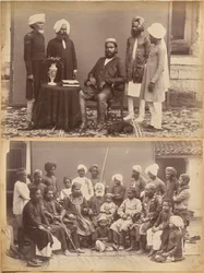 Ramkishore Singh, Rewa (Vorderseite, oben); Familie von Mowhri Rahman Alli Khan, Rewa (Vorderseite, unten)