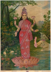 Lakshmi Verziert, von Ravi Varma Press, bearbeitet