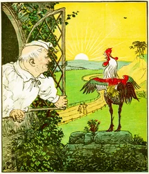 Der Hahn, der am Morgen krähte und den Richter weckte, Illustration aus Das Haus, das Jack baute