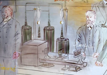 La Fée Électricité, Detail: Porträts von Wilhelm Conrad Röntgen, deutscher Physiker. 1937