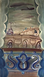 Offenes Fenster mit Blick auf die Pont Neuf