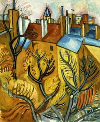 Blick aus dem Fenster einer Werkstatt auf die Rue Seguier