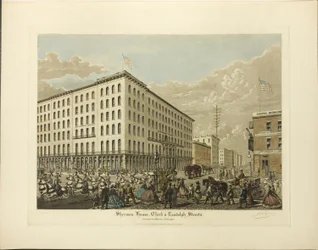 Sherman House, Clark und Randolph Streets, erbaut 1860-61, Chicago