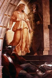 Die Befreiung des Heiligen Petrus (Detail) aus einem Fresko von Raphael
