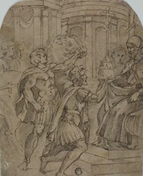 Studie für den Kaiser Konstantin, der dem Papst Silvester die Tiara anbietet