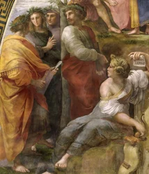 Der Parnass. Detail. Fresko in der Stanza della Segnatura, ca. 1510-1511