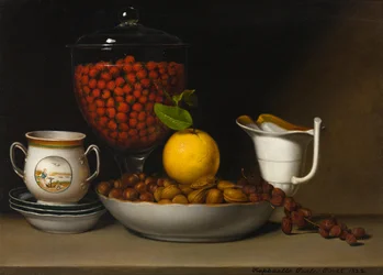 Stillleben - Erdbeeren, Nüsse usw.