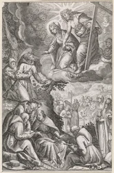 Christus und die Jungfrau Maria erscheinen dem Heiligen Franziskus und seinem Orden