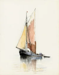 Gabare auf der Gironde-Mündung