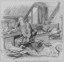 Der englische Physiker John Tyndall in seinem Arbeitszimmer, Hindhead House, Haslemere, Surrey (Gravur)