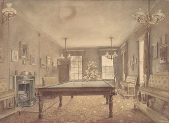 Innenraum des Billardzimmers im Lupton House, Devonshire, entworfen von George