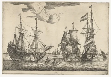 Drei festgemachte Segelschiffe