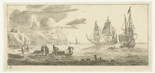 Seehaffen mit zwei großen Segelschiffen