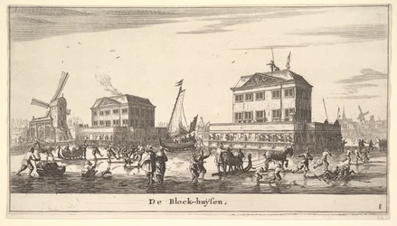 Winterszene am Blockhaus in Amsterdam, 17. Jahrhundert